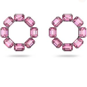 SWAROVSKI- Millenia hoop earrings
Octagon cut, Pink, Rhodium plated